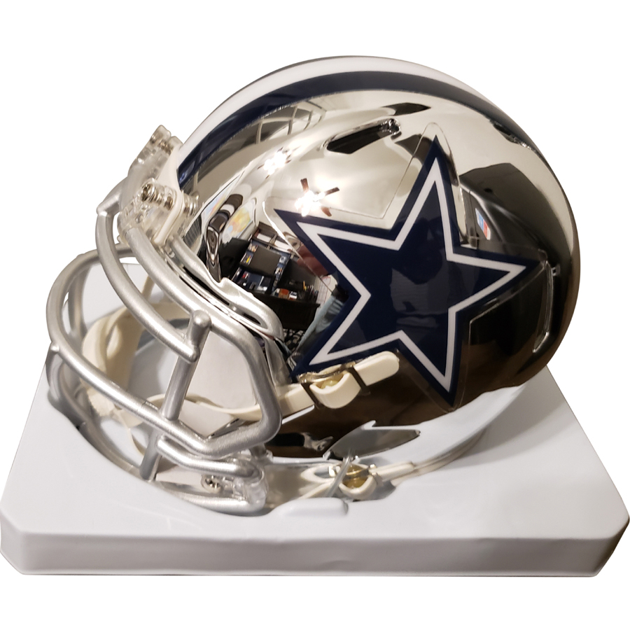 Dallas Cowboys CUSTOM Silver Chrome Mini Football Helmet